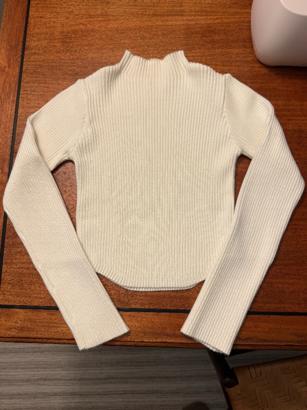 Mable Ivory Cropped Ribbed Long Sleeve Turtleneck